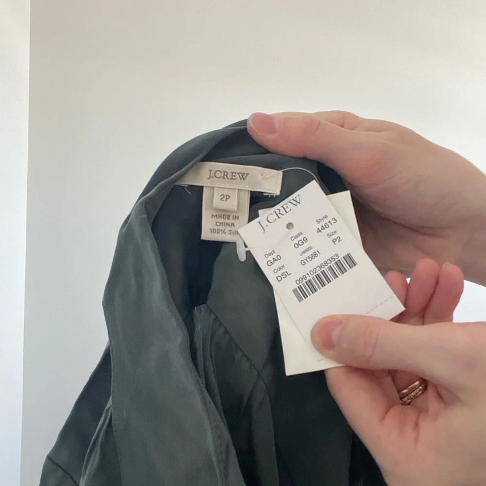 J.Crew Silk NWT Gray Button Down Blouse